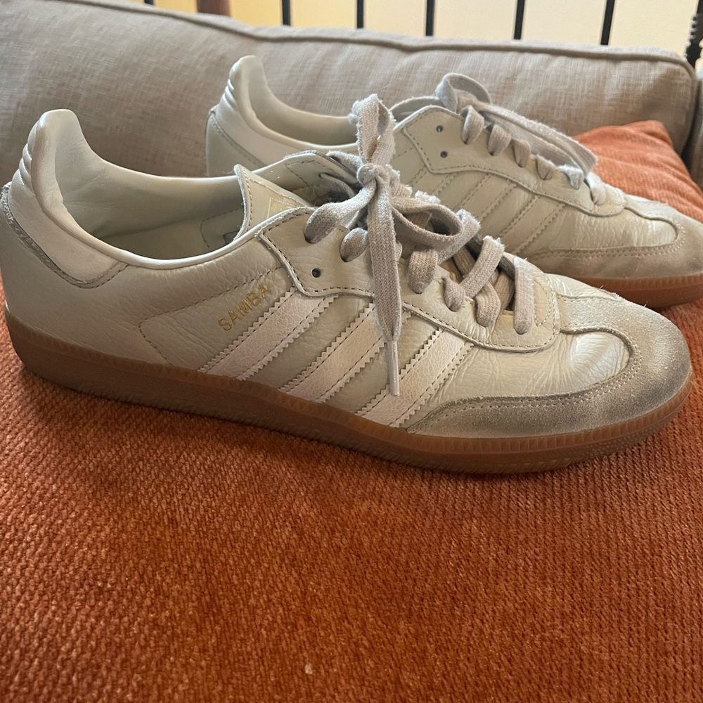 Adidas Women's Cream and Tan Sneakers